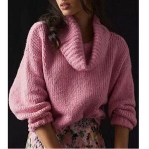 Anthropologie Pilcro Pink Cowl Neck Sweater Size Small
